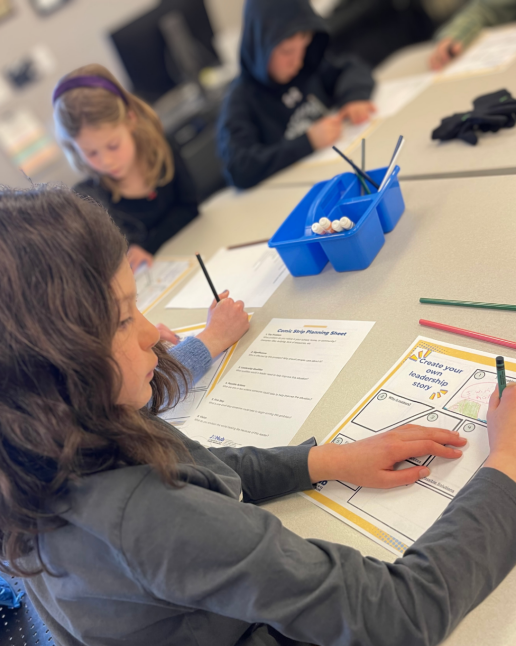 Students work on seeing themselves as leaders after working with J·Hub and JMM to learn about Golda Meir.